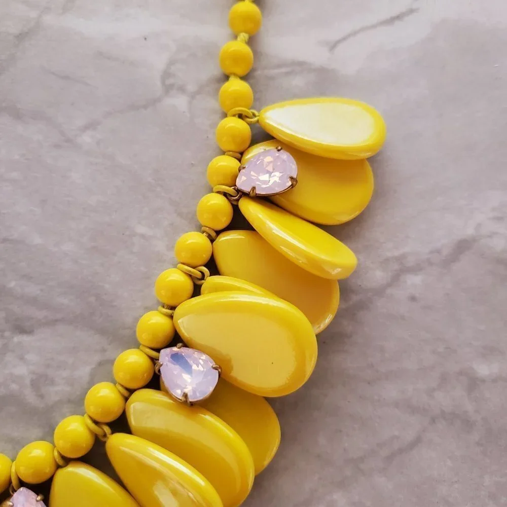 ✨🌞 J.Crew Bright Iridescent Rhinestones Crystals Teardrop Enamel Statement 🌞✨